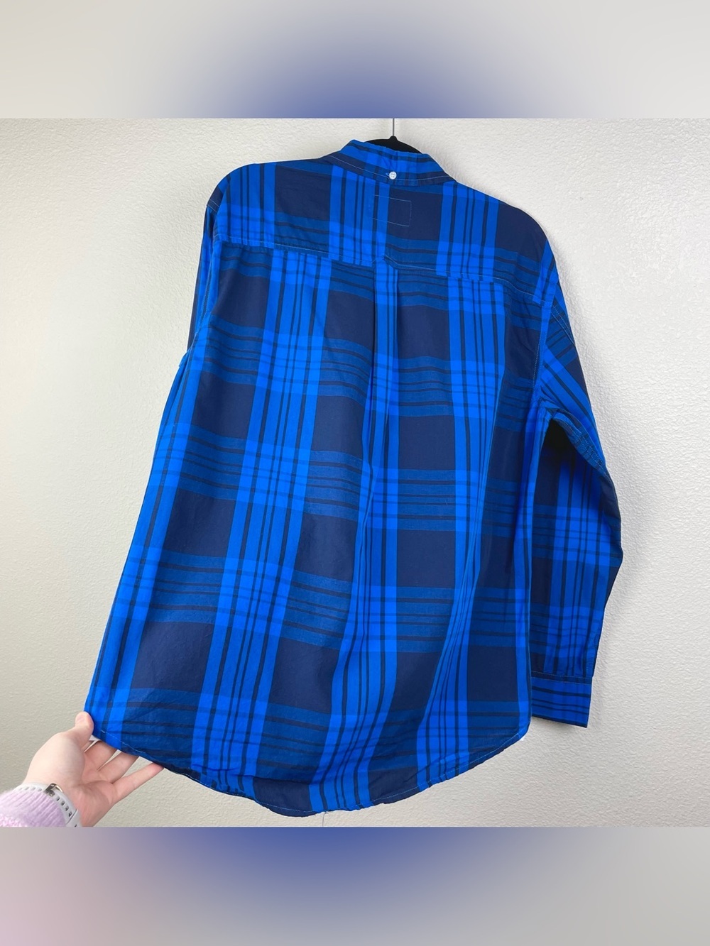 Staple Pigeon Men's Large Blue Plaid Long Sleeve Button Down Collared Shirt - Picture 16 of 16